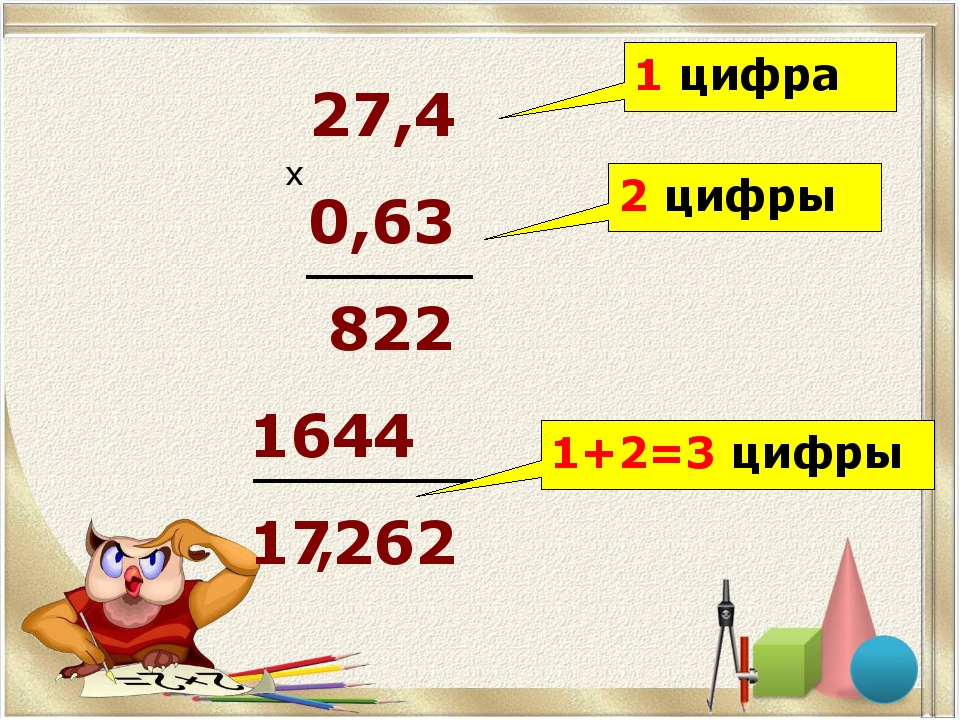 27,4 0,63 822 1644 17262 х 1 цифра 2 цифры 1+2=3 цифры , 27,4 0,63 822 1644 17262 х 1 цифра 2 цифры 1+2=3 цифры ,