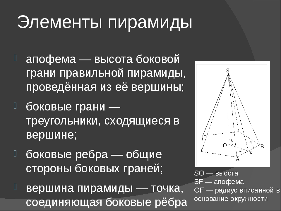 площадь основания правильной треугольной пирамиды формула. что такое апофема правильной пирамиды. высота боковой грани правильной пирамиды формула. сторона основания правильной треугольной пирамиды равна корень 13см. четырехугольная пирамида пирамида кратко.