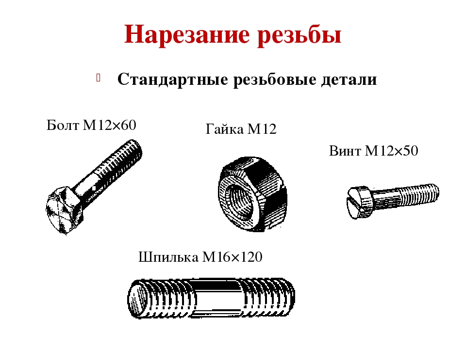 Какая резьба нарезается на болтах винтах шпильках гайках. Детали резьбовых соединений это болт винт шпилька. Болт с гайкой вид соединения м16. Болт м12 резьба.